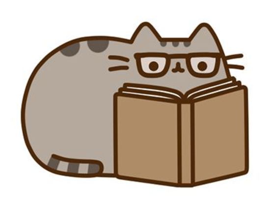 Pusheen reading with glasses on